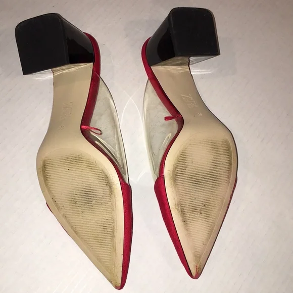 Zara Red Heeled Slipper Shoes | Size 39 / US size 9 - Picture 5 of 7
